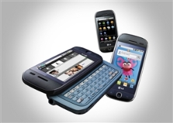 View of 3 cell phones